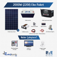 2 kW Güneş Enerjili Mini Buzdolabı-TV-Aydınlatma Eko Paket